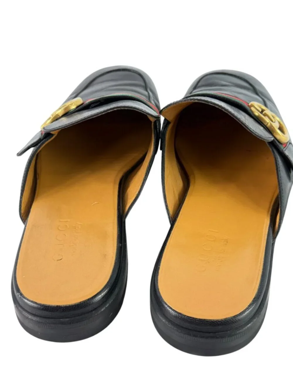 GUCCI Princetown Marmont Black Leather Men's Slides 9 - 9.5US Made in Italy